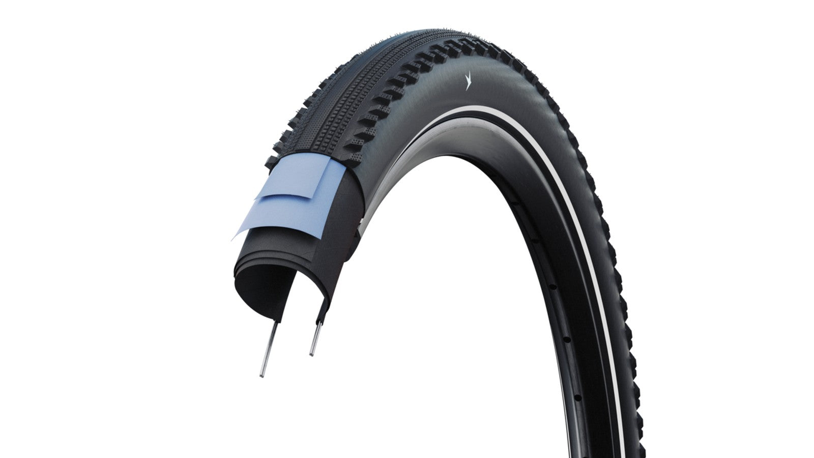 Coupe du pneu Schwalbe Motion Hurricane 27.5 avec détails de la carcasse et bande de roulement